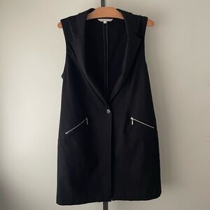Cleo Longline Sleeveless Blazer Vest Jacket Long Black Size Medium